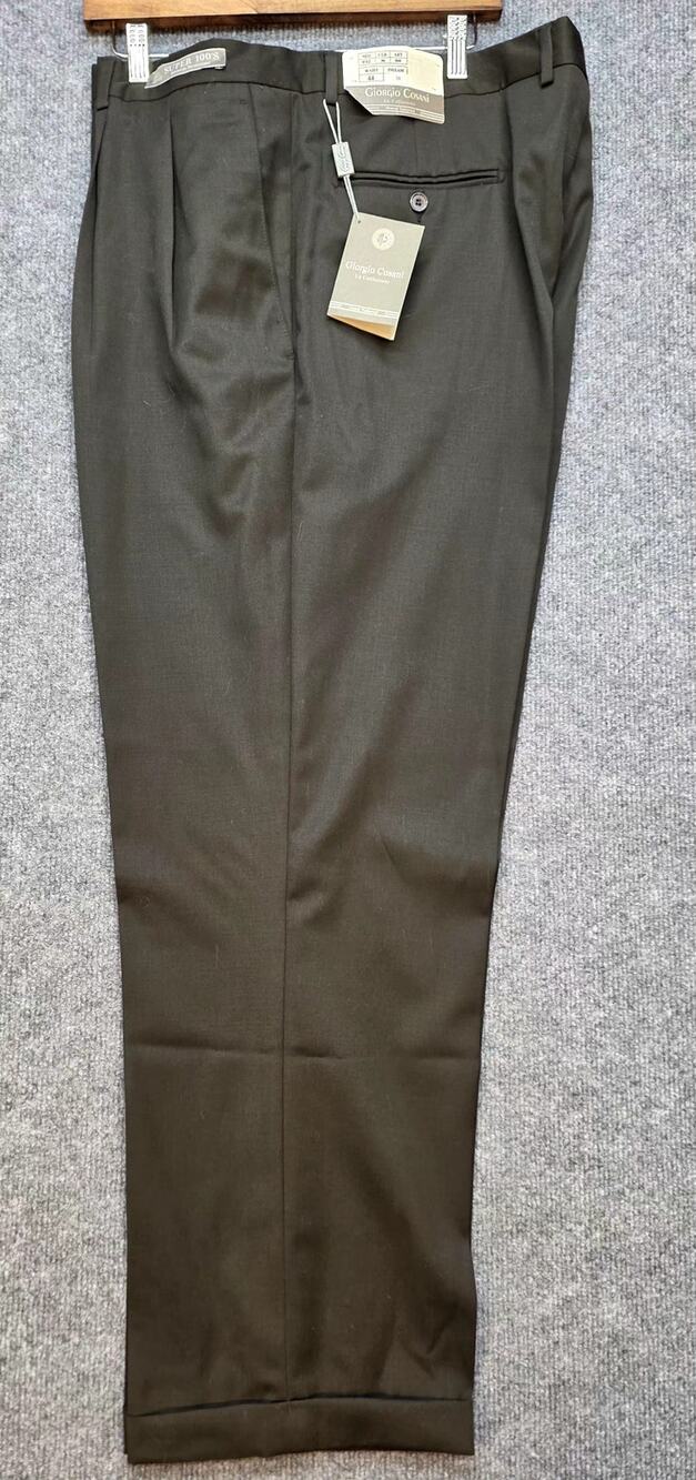 NWT Giorgio Cosani Men's Wool Dress Pants Size 44 Black Hand Tailored Slacks